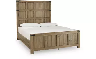 Ashley ridgester queen panel footboard w/slats in light brown