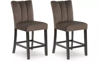 Ashley jeshina upholstered barstool (2/cn) in dark brown