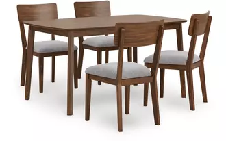 Ashley tameride dining room table set (5/cn) in brown