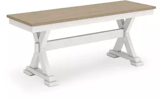 Ashley purlaney large dining room bench in antique white/natural