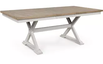 Ashley purlaney rect drm butterfly ext table in antique white/natural