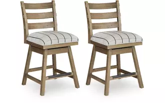 Ashley ridgester uph swivel barstool (2/cn) in light brown