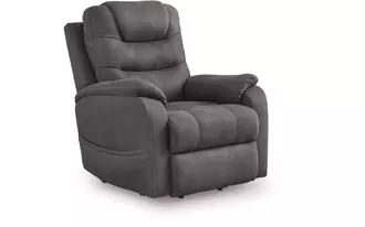 power lift recliner snowfield in gunmetal by ashley