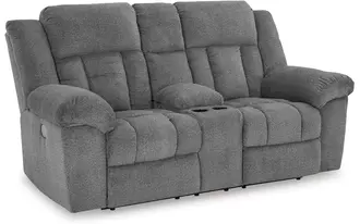 pwr rec loveseat/con/adj hdrst tip-off in slate by ashley