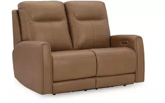 pwr rec loveseat/adj headrest tryanny in butterscotch by ashley