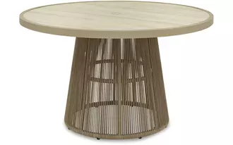 Ashley orchard beach round dining room table top in beige