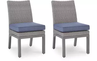 Ashley half moon beach side chair with cushion (2/cn) in blue/gray