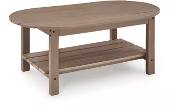 Ashley grover beach oval cocktail table in driftwood