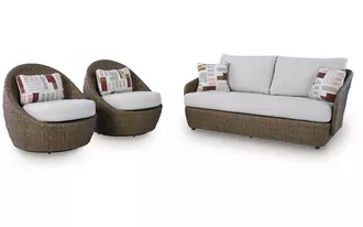 Ashley double point love/swivel chairs set (3/cn) in beige