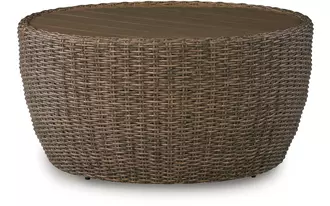 Ashley double point round cocktail table in beige