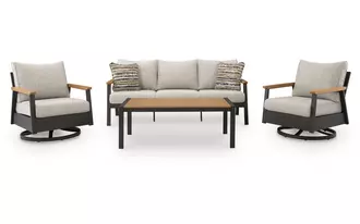 Ashley carmel highlands sofa/chairs/table set (4/cn) in dark brown