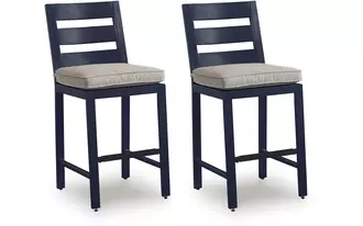 Ashley east beach barstool (2/cn) in navy blue/driftwood