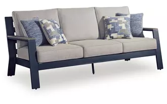 Ashley east beach sofa with cushion in navy blue/driftwood