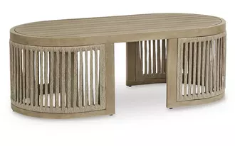 Ashley serena shores rectangular cocktail table in beige/green