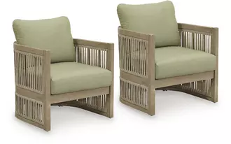 Ashley serena shores lounge chair w/cushion (2/cn) in beige/green