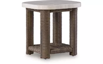 Ashley dolan creek square end table in beige/brown