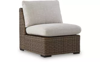 Ashley dolan creek armless chair w/cushion in beige/brown