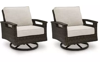 Ashley monterey point swivel lounge chair (2/cn) in dark brown