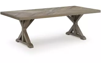 Ashley laguna heights rect dining table w/umb opt in beige