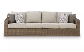 Ashley laguna heights raf/laf loveseat w/cush (2/cn) in beige