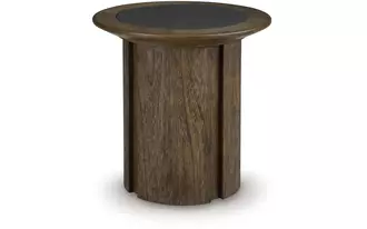 round end table dontayne warm brown