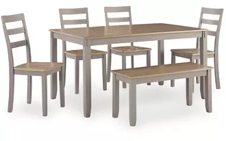 Ashley harperfeld dining room table set (6/cn) in natural/gray