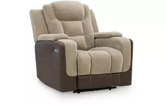 Ashley mixed motion pwr recliner/adj headrest in brownstone