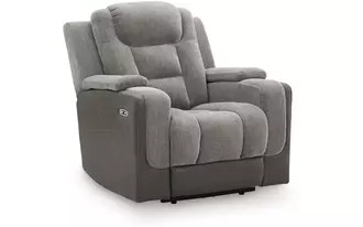 Ashley mixed motion pwr recliner/adj headrest in shadow