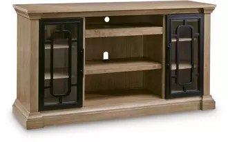 Ashley wittenmyer xl tv stand w/fireplace option in natural/black