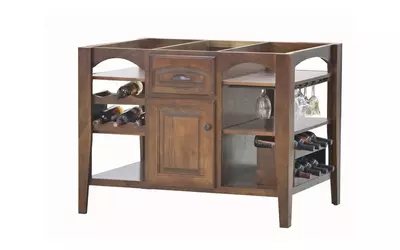 kitchen island without top. 2 raised panel doors, 2 drawers, 5 adjustable shelves, straight leg base*glass*ng*finsish*bk, cc, co, cm, cr, ec, go, hg, iv, sw, un, wh  00247 eagle