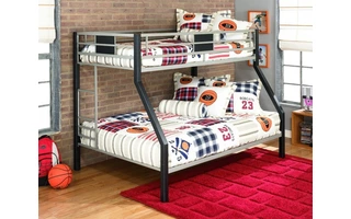 B106-56 Dinsmore TWIN FULL BUNK BED W LADDER DINSMORE BLACK GRAY YOUTH BEDROOM