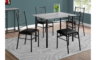 DINING SET - 5PCS SET - GREY - BLACK METAL I1021 I1021 MONARCH SPECIALTIES