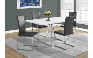 DINING TABLE - 36 X 60 - WHITE - CHROME METAL I1063 I1063 MONARCH SPECIALTIES