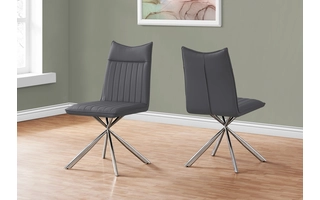 DINING CHAIR - 2PCS - 36 H - GREY LEATHER-LOOK - CHROME I1214 I1214 MONARCH SPECIALTIES