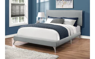 BED - QUEEN SIZE / GREY LINEN WITH CHROME LEGS I5950Q I5950Q MONARCH SPECIALTIES