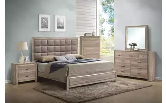 queen oak hdbd ftbd with slats  in  by lifestyle