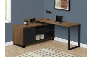 COMPUTER DESK - 72 L WALNUT - BLACK EXECUTIVE CORNER I7711 I7711 MONARCH SPECIALTIES