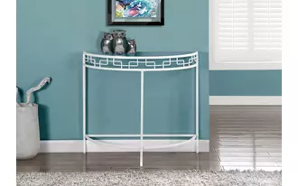 accent table - 36 l - white metal hall console  in  by monarch specialties
