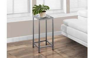 ACCENT TABLE - GREY / BLUE TILE TOP / HAMMERED SILVER I3145 I3145 MONARCH SPECIALTIES