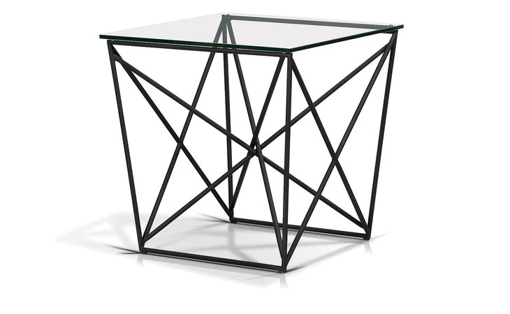 SEF11531  DIAMOND END TABLE CLEAR TEMPERED GLASS, BLACK POWDER COATED STEEL