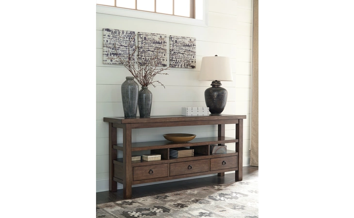 T911-4  CONSOLE TABLE CAMPFIELD BROWN