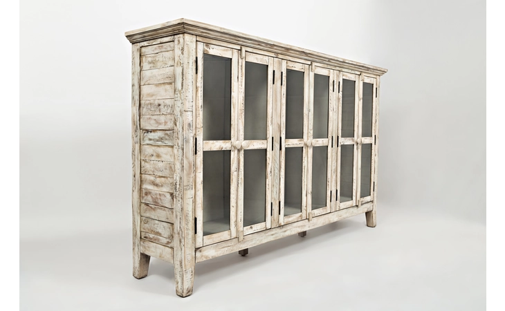 1610-70 RUSTIC SHORES COLLECTION - ASSEMBLED 6 DOOR HIGH CABINET W/GLASS PANEL DOORS - ASSEMBLED RUSTIC SHORES COLLECTION - ASSEMBLED