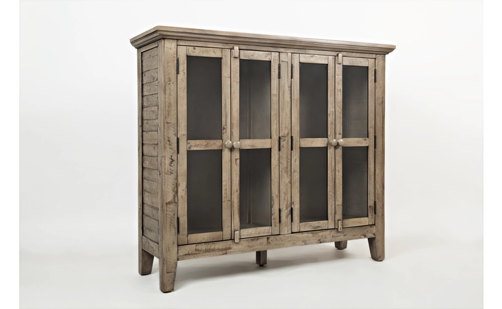 1620-48 RUSTIC SHORES COLLECTION FOUR DOOR HIGH CABINET W/INTERIOR SHELF, GLASS PANEL DOORS RUSTIC SHORES COLLECTION