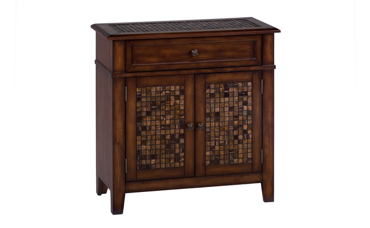 698-13 BAROQUE COLLECTION ACCENT CABINET W/2 DOORS,DRAWER; MOSAIC TILE INLAY ON TOP AND FRONT BAROQUE COLLECTION