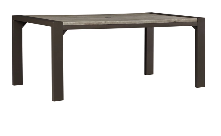 P655-625 PEACHSTONE - BEIGE/BROWN RECT DINING TABLE W UMB OPT