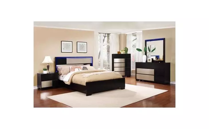 204781KW  HAVERING CONTEMPORARY BLACK AND STERLING CALIFORNIA KING BED