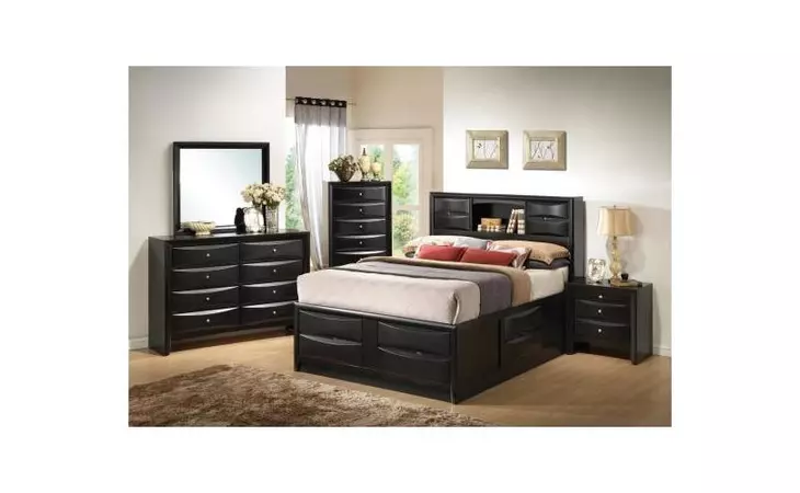 202701KW-S4  BRIANA TRANSITIONAL BLACK CALIFORNIA KING FOUR-PIECE BEDROOM SET