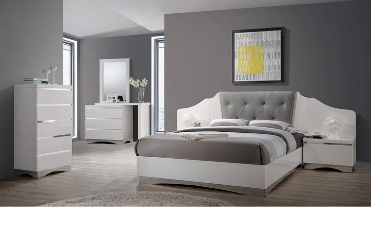 205001Q  ALESSANDRO CONTEMPORARY GLOSSY WHITE QUEEN BED