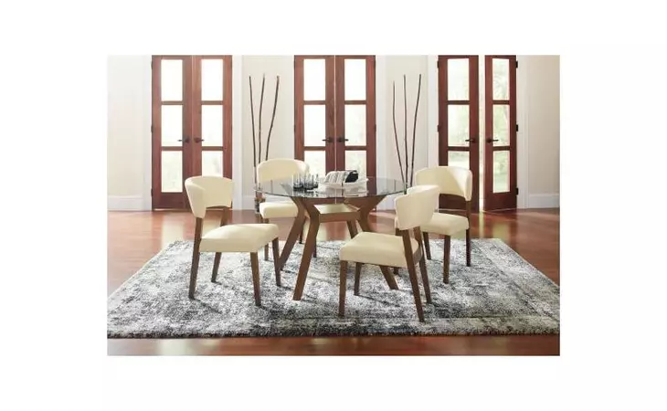 122180-S5  PAXTON MID-CENTURY MODERN GLASS FIVE-PIECE DINING TABLE SET