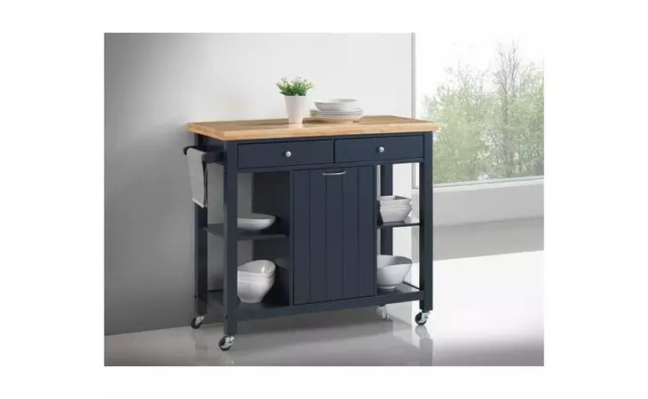 102675 KITCHEN CART (NATURAL NAVY BLUE) COASTER  102675